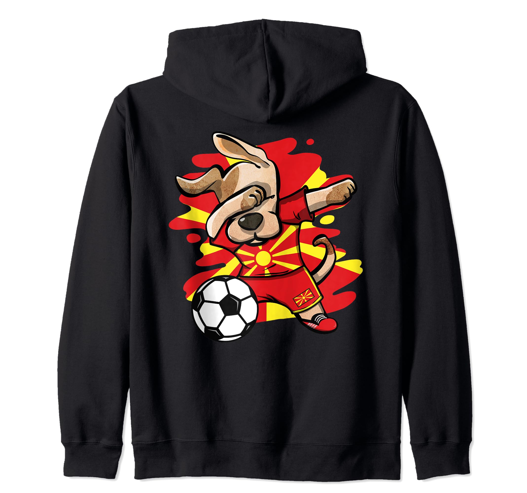 Dabbing Dog Macedonia Soccer Fans Macedonian Flag Football Zip Hoodie