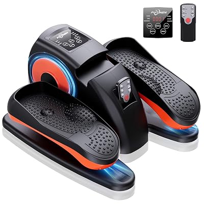 Under Desk Elliptical Machine, Electric Elliptical Leg Exerciser for Seniors with 12 Adjustable, Portable Quiet Elliptical Exercise Machine, Seated Pedal Exerciser with Remote Control (Orange)