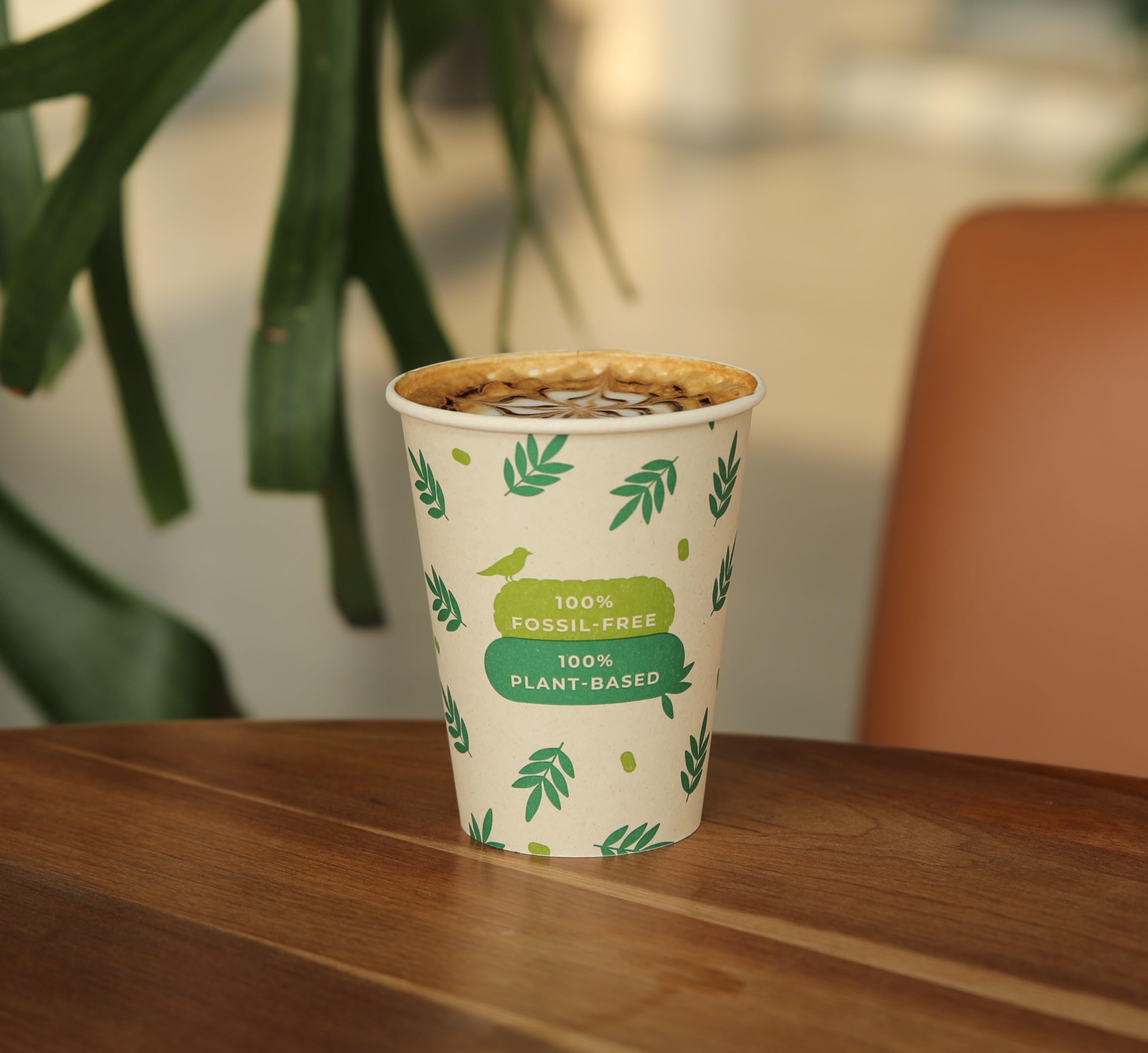 PG EcoAmour Organic Paper Cups, 240 ml, 8 Oz, Coffee to Go, Unprinted, Environmentally Friendly Coffee Cups, Pack of 100, Disposable Tableware, Drinking Cups, Paper Cups, Compostable and Biodegradable