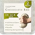 Cotton Farm – Ultra Dense Cheesecloth Bag - Nut Milk Bag – XL 14x14 Inch, All Purpose Bag for Cheese Making, Straining, Stora