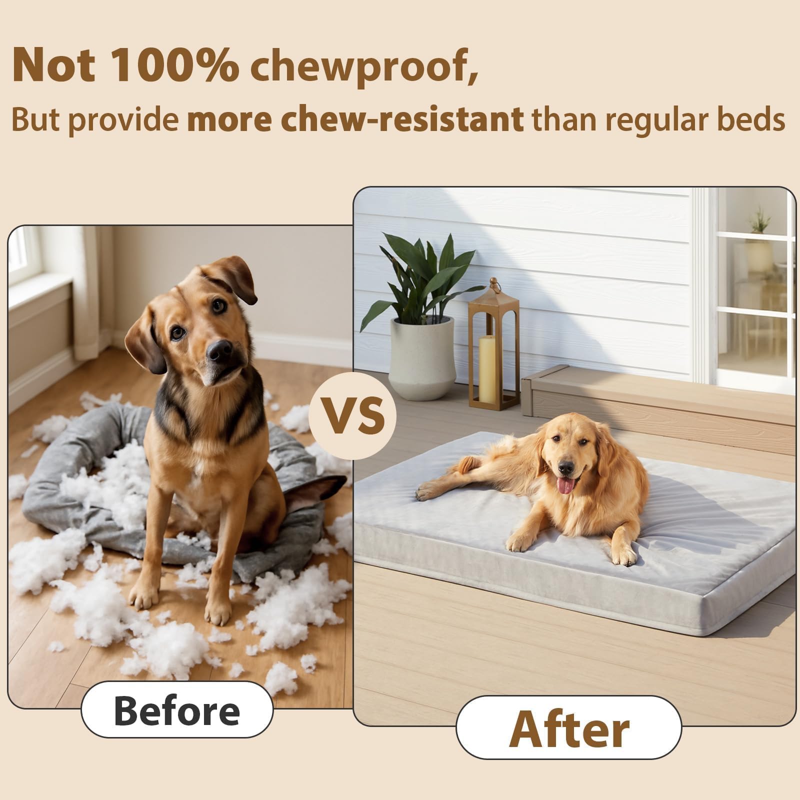 Condition photo showing New/Like New for rrpethome indestructible dog bed for aggressive chewers, chew proof & bite resistant dog beds for ac