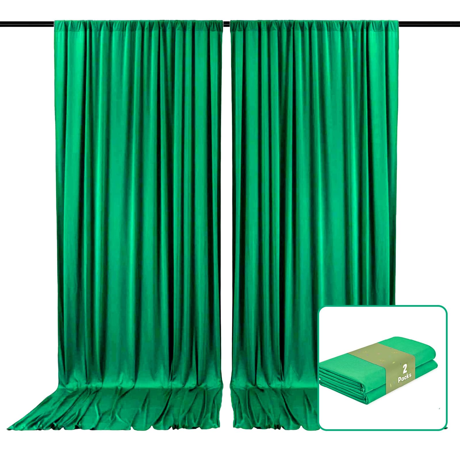 Photo 1 of 2 Panels Deep Green Backdrop Curtain, 10 x 10 Feet Background Curtains for Parties, Weddings, Baby Showers, Bachelorette Halloween, Christmas Birthday Party Photoshoot Backdrop Curtains Decorations