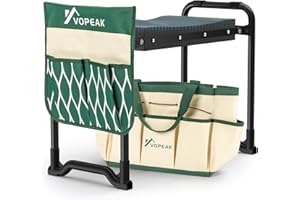 VOPEAK Garden Kneeler and Seat Heavy Duty, Foldable Garden Stool with Upgraded Widened Thick Kneeling Pad, Stable Garden Kneeler with 2 Large Tool Bags, Gardening Gifts for Women, Men, Seniors, Green