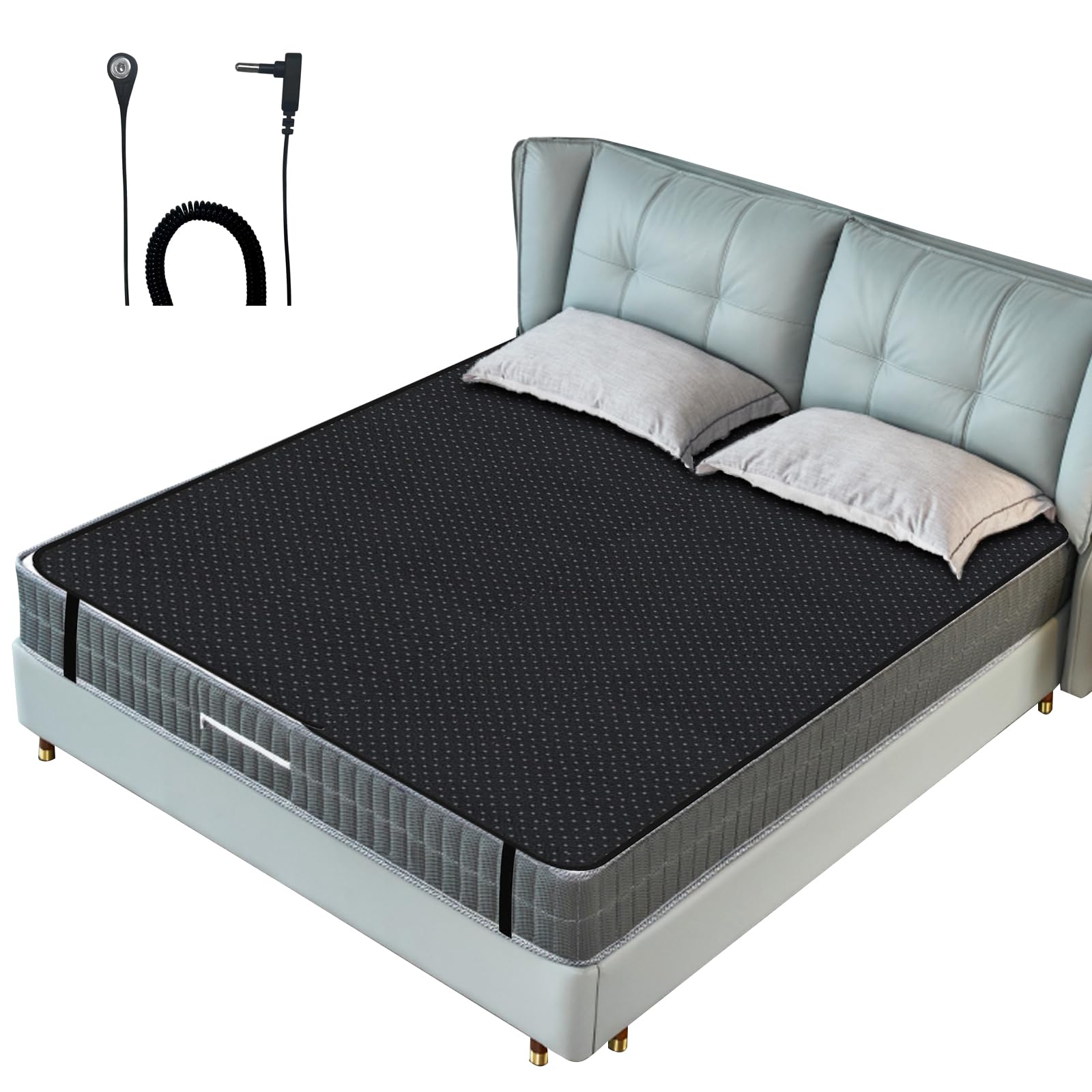 Photo 1 of Grounding Mat for Bed, Grounding Mattress Cover for Improving Sleep, Sleep Pad, Earth Mat Carbon Leatherette Therapy (54" x 78")