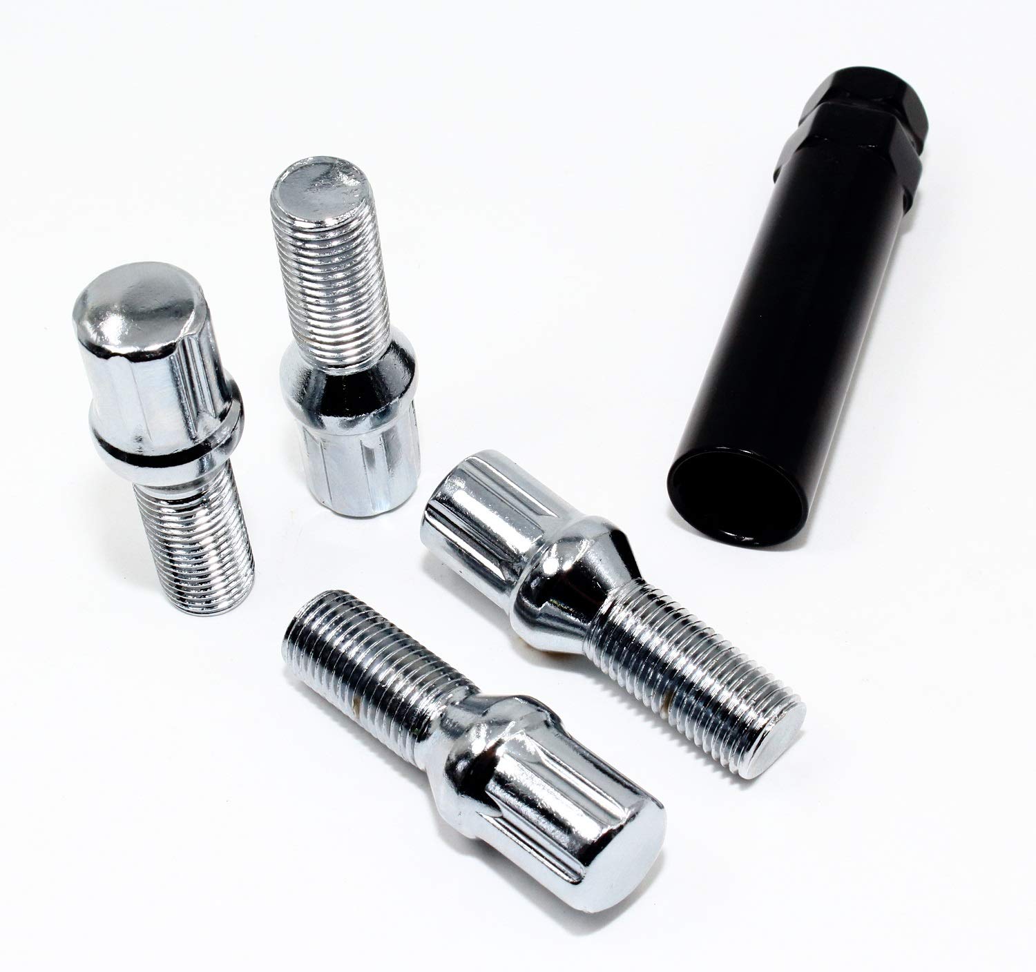 Photo 1 of Set of 20 Veritek 14x1.5mm Chrome 28mm Thread Spline Drive Conical Seat Wheel Bolts for Aftermarket Custom Wheels
