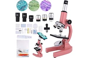OOZSTAR Microscope for Kids 40X-2000X with LED supplemental Light, Slides and specimens, Microscope for Kids 8-12 for School Labs and homeschooling.