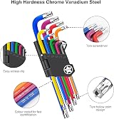 Anesty 9pc Torx Key Set T10-T50 Cr-V Steel Colour Coded Long L Keys view 3