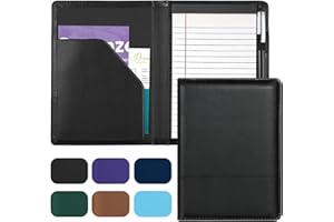 Gorbado Padfolio/Portfolio Binder, Mini Padfolio Portfolio Binder 5 x 8 Legal Writing Pad, A5 Document Organizer Folder for Men Women, Black