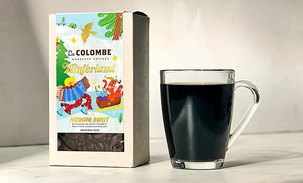 LA COLOMBE WINTERLAND MEDIUM ROAST WHOLE BEAN COFFEE – NOTES OF ROASTED ALMOND, CHOCOLATE MOUSSE & RUM CAKE, 12 OUNCE (PACK OF 1)