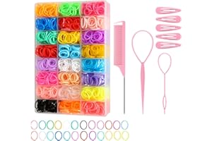 CZZXI 2500pcs Hair Elastics, 24 Color Colorful Small Rubber Bands with Organizer, Topsy Turvy Hair Tool Hair Accessories for Girls, Toddlers, Kids