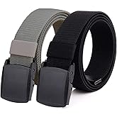 HOANAN 2-Pack Elastic Stretch Belt, Men’s All Size No Metal Nylon Tactical Hiking Belt