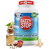 Dizzy Stop Dr. Barton's Vertigo Relief Products with Ginger and Grape Seed - Non-Drowsy Motion Sickness Pills for Dizziness Relief and Inner Ear Balance - 80 Count