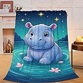 Hippo Blanket Cute Hippo Throw Blanket Gifts for Women Girls Hippopotamus Fleece Fuzzy Soft Cozy Flannel Plush Warm Bedding Stuff for Kids Adults Sofa Bed Couch 40 x 50 Inch