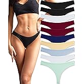 FINETOO 10 pack Cotton Thongs for Women Breathable Low Rise Bikini Lady Panties Womens Underwear Sexy S-XL