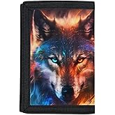 GLUDEAR Kids Boys Girls Wallet Trifold Youth Wallet Coin Pocket Card Holders Outdoor Novelty Wallet Money Organizer,Cool Wolf