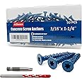 Allkeen 3/16" x 1-1/4" Concrete Screws, Anchoring to Masonry, Brick, Block, Cement or Stucco, 50PCS