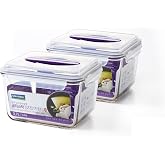 GLASSLOCK 125 Oz Glass Food Storage set of 2 &ndash; Large Capacity, Airtight &amp; Leak-Proof, BPA Free Lid with Carry Handle, Microwave, Dishwasher, Fridge &amp; Freezer Safe, Marinating, Sauce, Fruit Storage