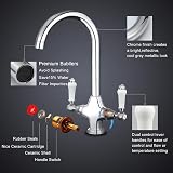 Funime Traditional Kitchen Sink Mixer Tap Ceramic Dual Lever 1 Hole Brass Chrome view 5