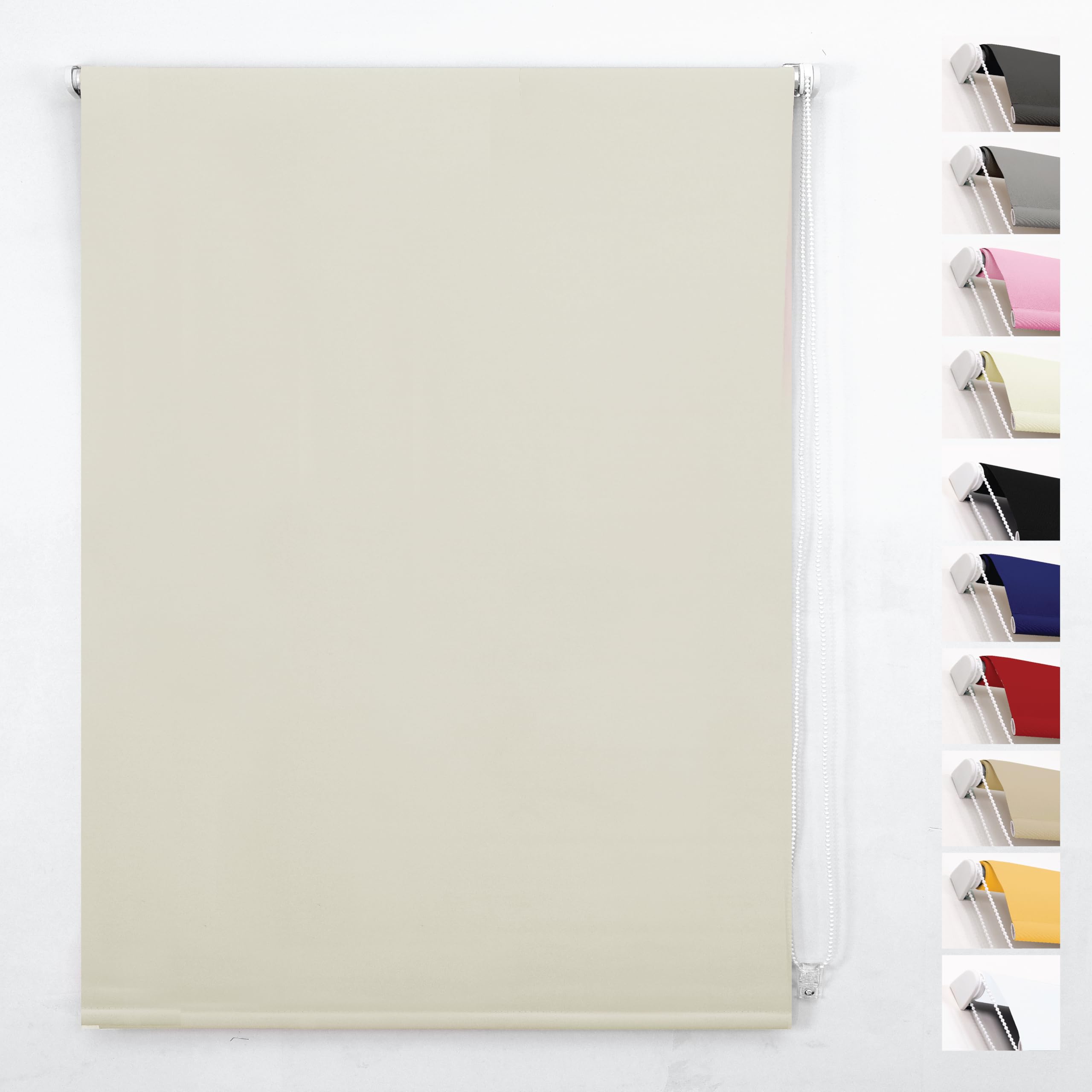 Funky Gadgets Roller Blinds Thermal Blackout Roller Blind, Easy Fit Child Safe Trimmable UV Protection Home Office Window Blinds, Cream Blind (60cm Wide X 165cm Drop)