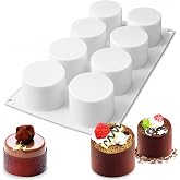 OCPO Kitchen Cylinder Silicone Mold for Baking Mousse Cake, 8 Cavities | Non-Stick and Easy Release Silicone baking mold for Dessert, Chocolate, Brownies, Jelly, Ice Cream and Cake Decoration Mold