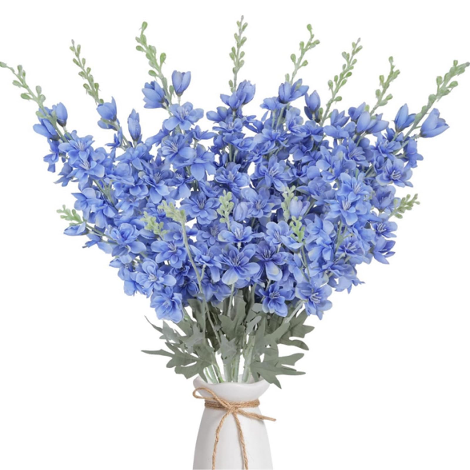 Photo 1 of **FAUX FLOWERS / PIECES BREAKING OFF** 6PCS Blue Delphinium Artificial Flowers 33.5'' Long Stem Larkspur Fake Flowers Plant Floral Faux Silk Flower Bulk for Tall Floor Vase Outdoors Arrangements Home Garden Wedding Decor