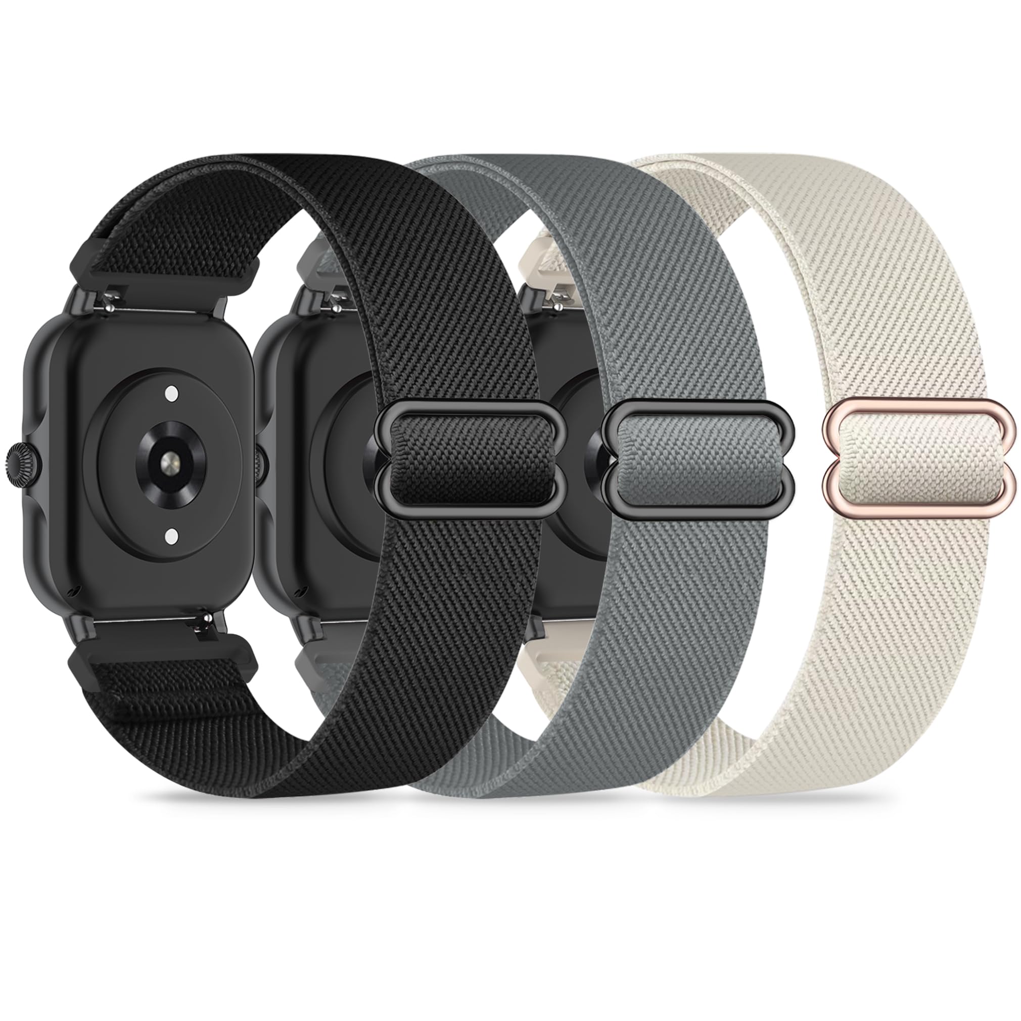 3 Pack Stretchy Nylon Bands Compatible with Woneligo/Fitpolo Smart Watch IDW13, 22mm Soft Elastic Straps for ENOMIR IDW19/MILOUZ IDW19/Gydom IDW19/Faweio IDW19 Smart Watch Band for Women Men