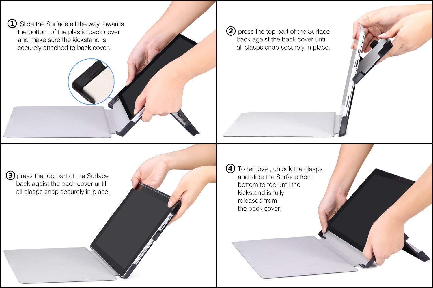MoKo Case Fit Microsoft Surface Go 4 (2023) /Surface Go 3 (2021)/ Surface Go 2 (2020)/ Surface Go 2018 Case, Ultra Lightweight Portfolio Business Cover, Compatible with Type Cover Keyboard, Black