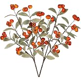 Artificial Fall Stems Fake Red Hawthorn Berry Spray Autumn Home D&eacute;cor | 2PCS 23" Fall Branches Faux Greenery Autumn D&eacute;cor for Vase Farmhouse Kitchen Table Centerpiece Thanksgiving Decoration