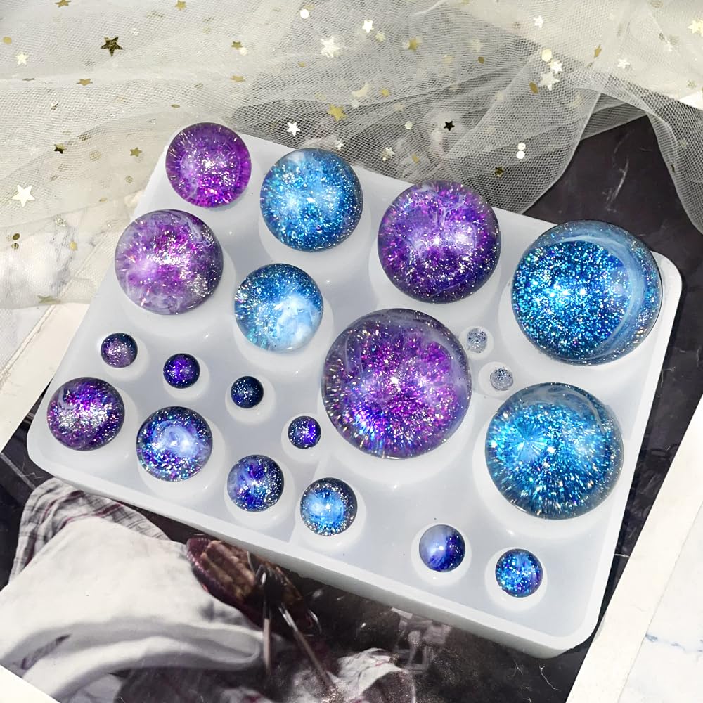 RESINWORLD 20-Cavity Sphere Molds for Resin, Round Ball Resin Mold, Silicone Orbs Mold for Jewellery Making