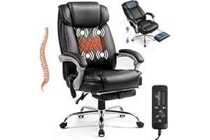Suvivityse 400lbs Executive Leather Office Chair - Elevate Your Workspace with Ergonomic Design, Reclining Function, and Integrated Foot Rest - Ideal for Big and Tall Individuals