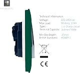 Trendi Switch 2 Gang 2 Way 240V Screwless Front Plate Green ART-SS4DG view 5