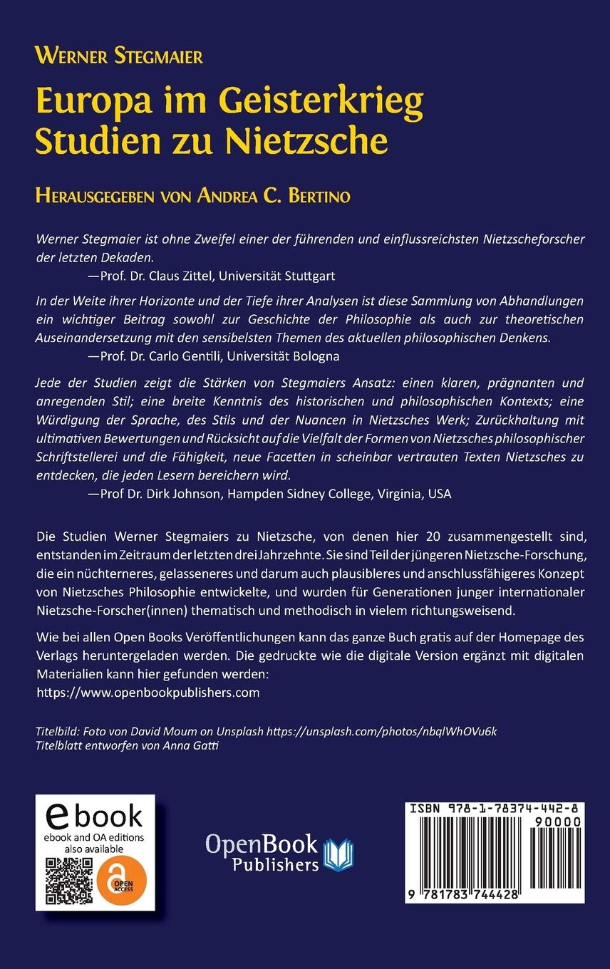 Europa Im Geisterkrieg Studien Zu Nietzsche Amazon De Bertino Andrea C Stegmaier Werner Bucher