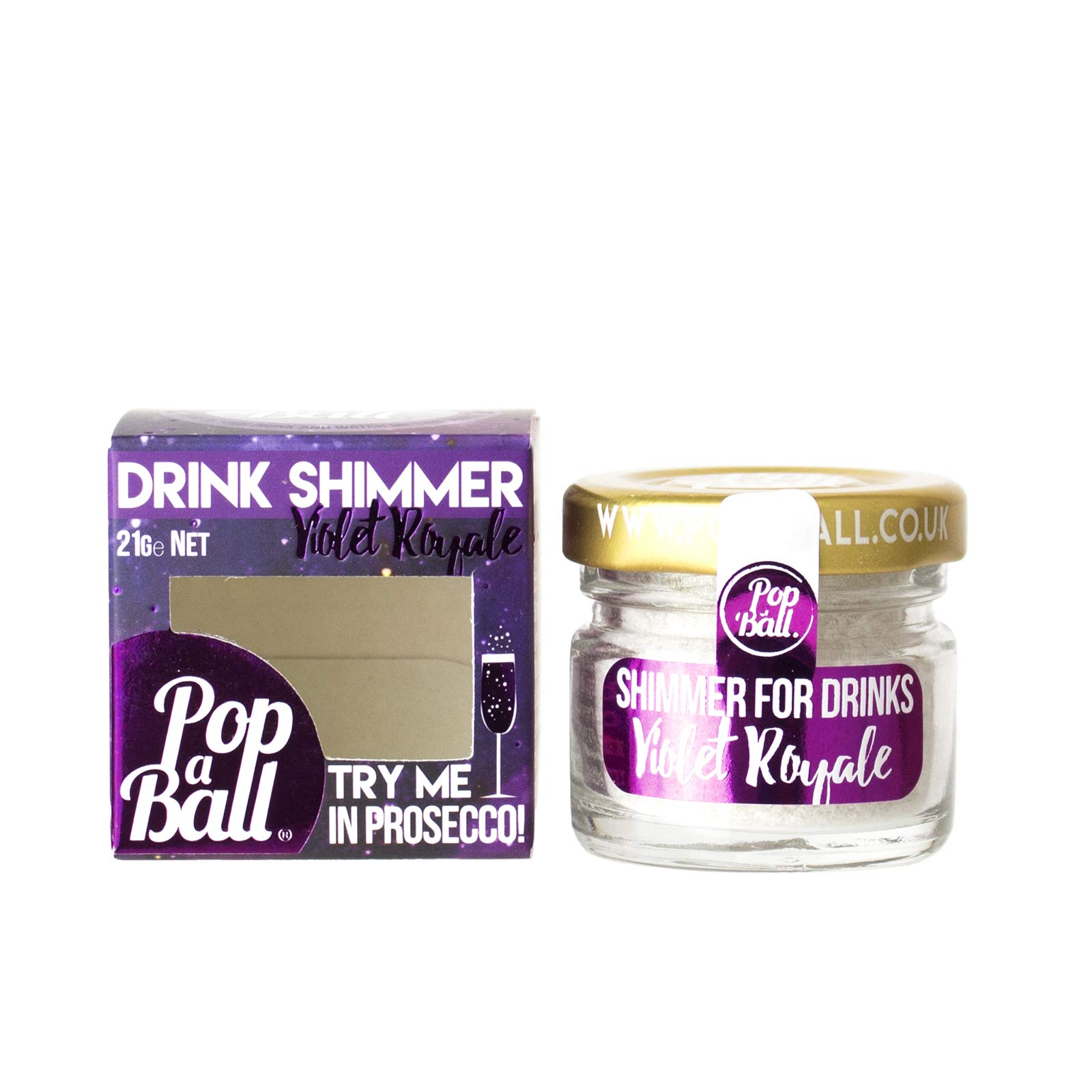 Popaball Drink Shimmer Violet Royale Blackcurrant Flavour | 1 x 21 Grams | Prosecco, Gin, Mocktail & Cocktail Making Gifts | Gift Set Ideas for Her, Hampers & Hen Parties