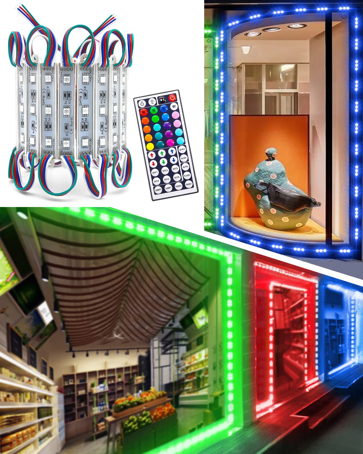 Photo 1 of Pomelotree LED Storefront Lights for Business Waterproof Decorative Light for Advertising Letter Signs 4 Set 5050 SMD Window Strip Lights 40ft 80 Pieces LED Module Lights