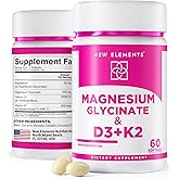 Magnesium Glycinate 500mg with High-Potency Vitamin D3 10,000 IU & Vitamin K2 200mcg | Enhanced with Coconut Oil for Optimal Absorption | Non-GMO, Gluten-Free, Sugar-Free Softgels (60 softgels)