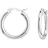 Savlano 925 Sterling silver Round Hoop Earrings for Women & Men Comes in 10MM-25MM