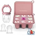 Baby Fruit Food Feeder Breastmilk Popsicle Molds, Silicone Food Freezer Tray for Cooling Teething Relief, Baby Food Feeder for Safe Infant Self Feeding, Includes 3 Extra Food Pacifier