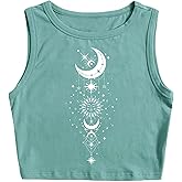 Remidoo Women's Casual Sleeveless Color Block Cropped Top Crewneck Tank Top Shirts