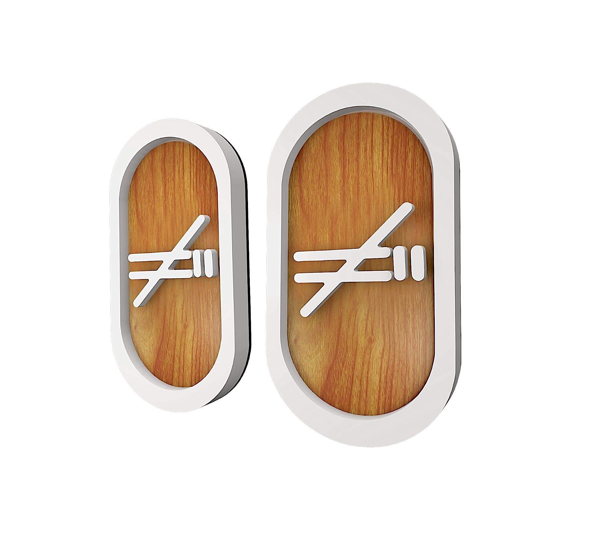 DOJA BARCELONA | Toilet Door Sign Acrylic Sticker | "No smoking" | PACK 2 | White-Wood Brown | 180x100mm Ø | Adhesive Male-Female WC Signage Board | Wall Bathroom Plaque Decor Man-Woman Signs