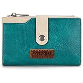 Wrangler Wallet for Women Bifold Card Holder with Zipper and ID Window