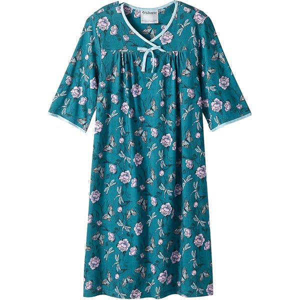 Camisón Hospitalario De Espalda Abierta Para Damas - Polialgodón, Diseño Floral, Fácil De Poner