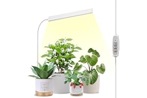 FOXGARDEN® Grow Light for Indoor Plants Growing, Full Spectrum Gooseneck Plant Light for Indoor Plants, 52 LED Bright Grow Lamp with Auto On/Off Timer 4/8/12H, 4 Dimmable Brightness, White