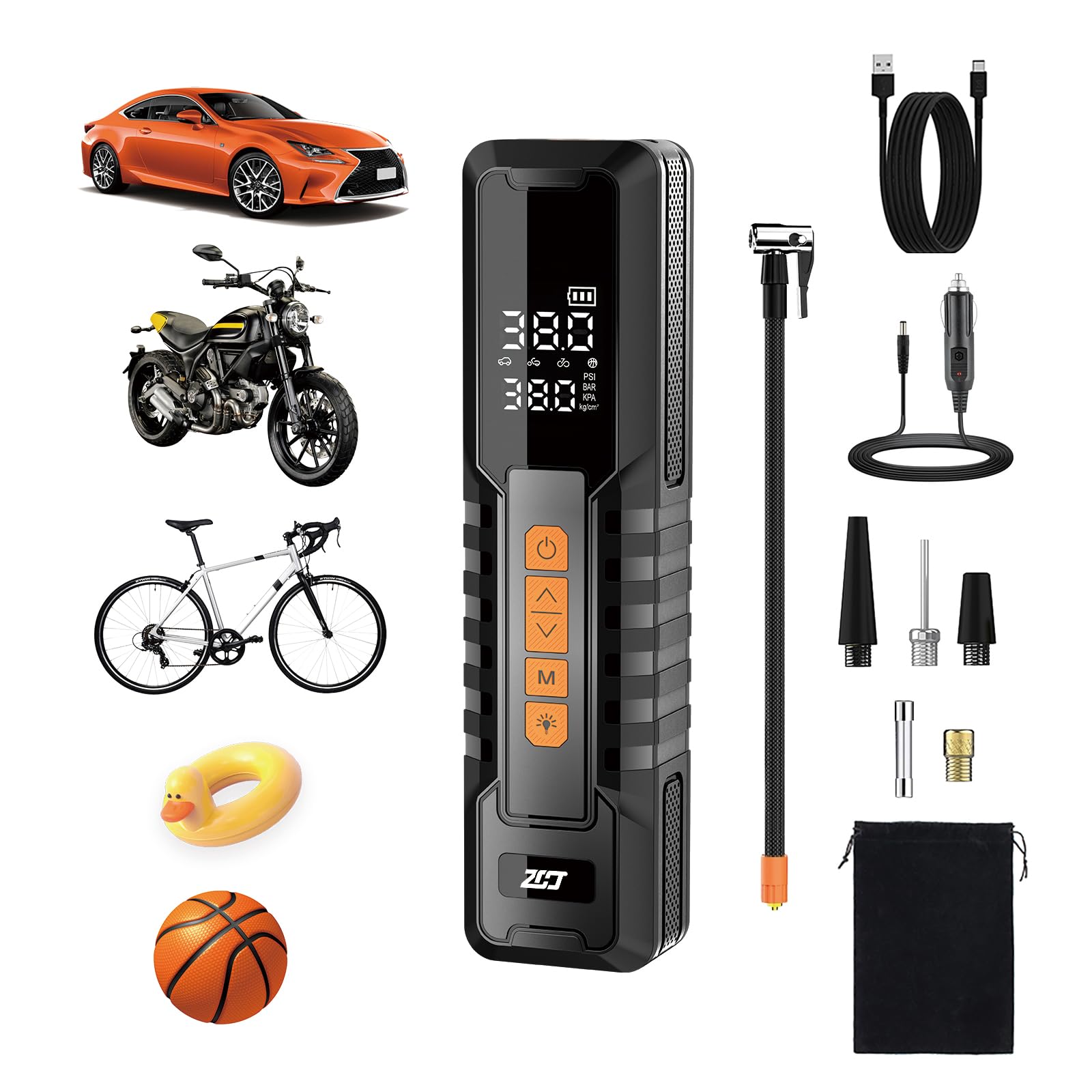 Photo 1 of 150PSI Portable Tire Inflator, Cordless Air Compressor Pump with 6000mAh Battery, Intelligent LCD Display, Auto Shut Off, for Car, Motorcycle, Bicycle, Balls and Sports Equipment