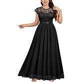 Miusol Women's Formal Floral Lace Plus Size Bridesmaid Party Maxi Dress