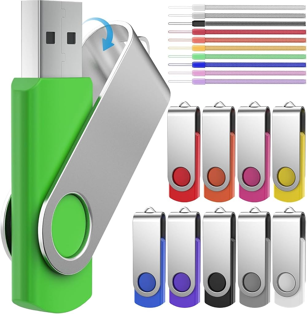 FEBNISCTE 16GB USB 2.0 Flash Drive Multi-Colour Swivel Thumb Drive Portable