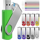 FEBNISCTE 64GB Flash Drive 10 Pack, Thumb Drive High Capacity Multicolour, Bulk USB Flash Drives 64 GB Metal Swivel, USB 2.0 Jump Drive Portable, Pen Drive Zip High Speed for Data Storage