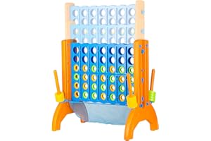 Ayeboovi Giant 4-in-A-Row, Jumbo Connect Game with Adjustable Height, Yard Game for Kids and Adults, 4-to-Score Family Game with Mesh Pocket