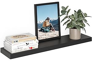 Ballucci Floating Shelf for Wall, 36 inch Black Shelf, Invisible Brackets, Wood Wall Shelf for Living Room, Bedroom, Kitchen 