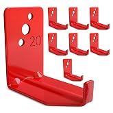 8 Pcs Fire Extinguisher Mount Brackets, 2.36 x 1.57 x 2.36 in (Red) | Works as a Wall Hook, Hanger or Holder | Supports up to 20 lb, Comes with Screws, Anchors, Gaskets, Quick Install, for Garage