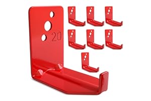 RELUEN 8 Pack Fire Extinguisher Hook - 2.36″ × 1.57″ × 2.36″ Fire Extinguisher Wall Mount Bracket, Hold Up to 20 lbs Each, Easy to Install, Include Screws & Gaskets, Good for Garage, Workshop, or Home Use